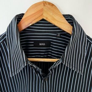 Boss Black and White Striped Dress Shirt